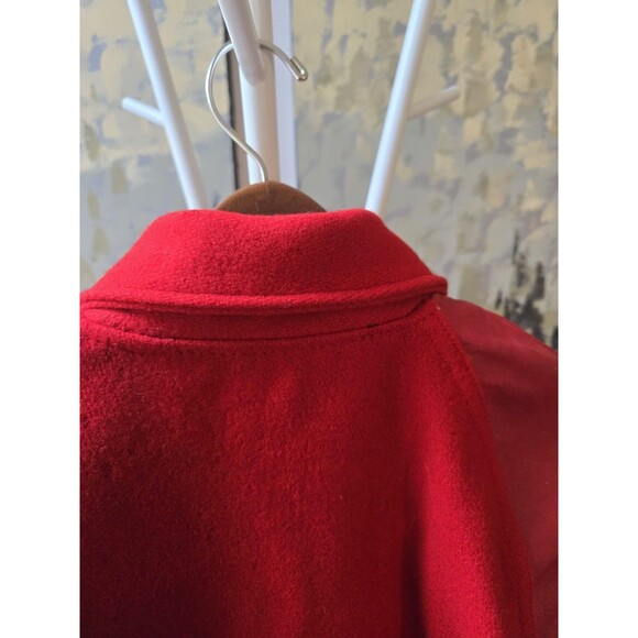 Vintage Men's Sz Large Red Varsity Letterman Leather Sleeves Bomber Jacket Coat - Picture 9 of 16